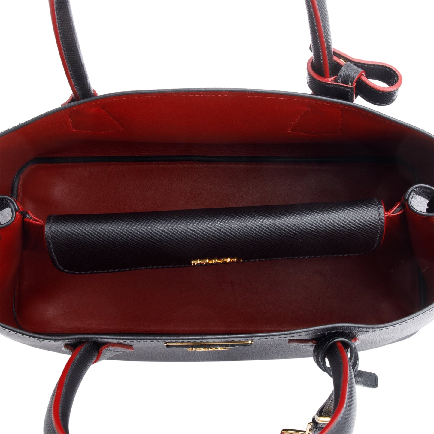 Prada Black Saffiano Lux Medium Cuir Double Tote
