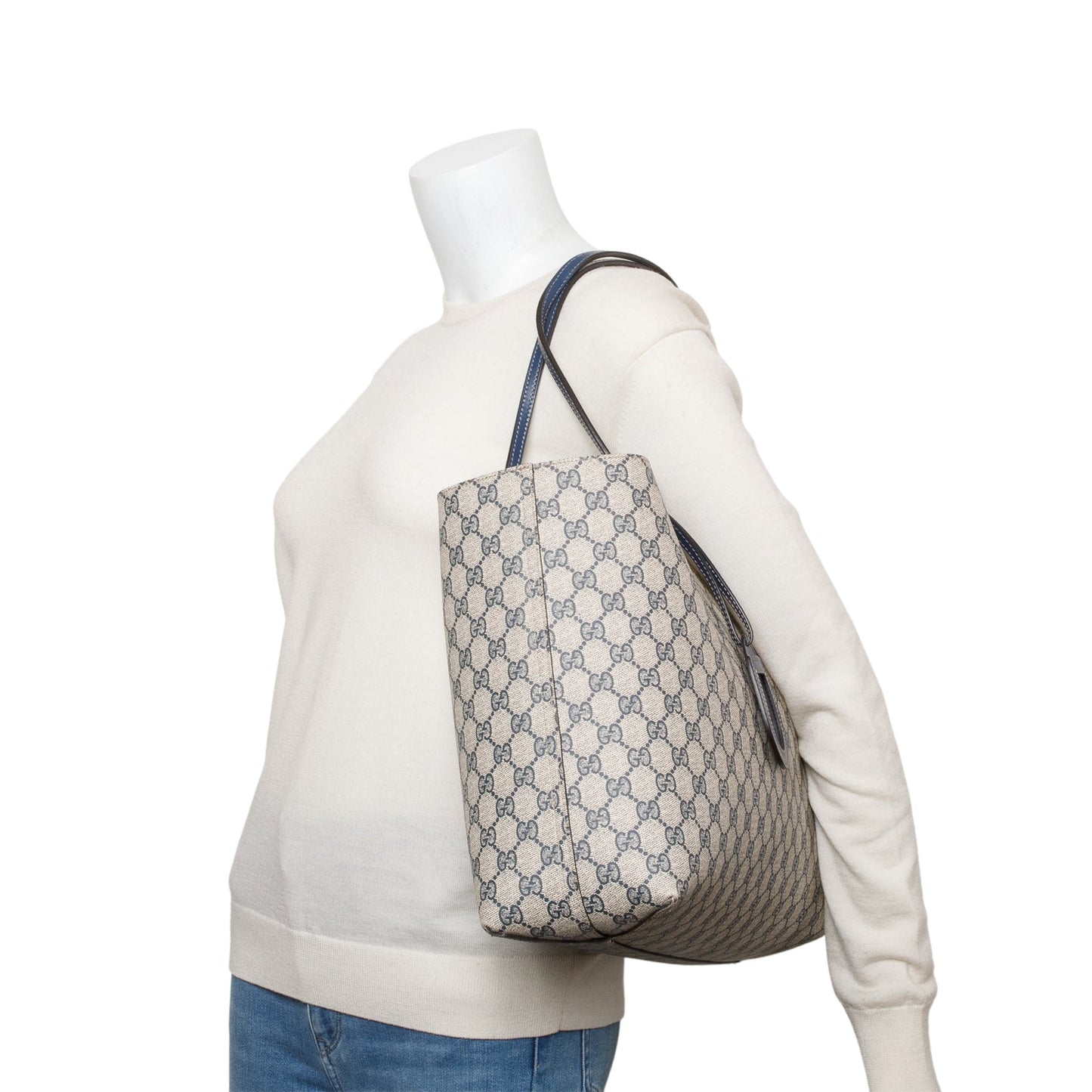 Gucci Blue GG Supreme Reversible Medium Tote