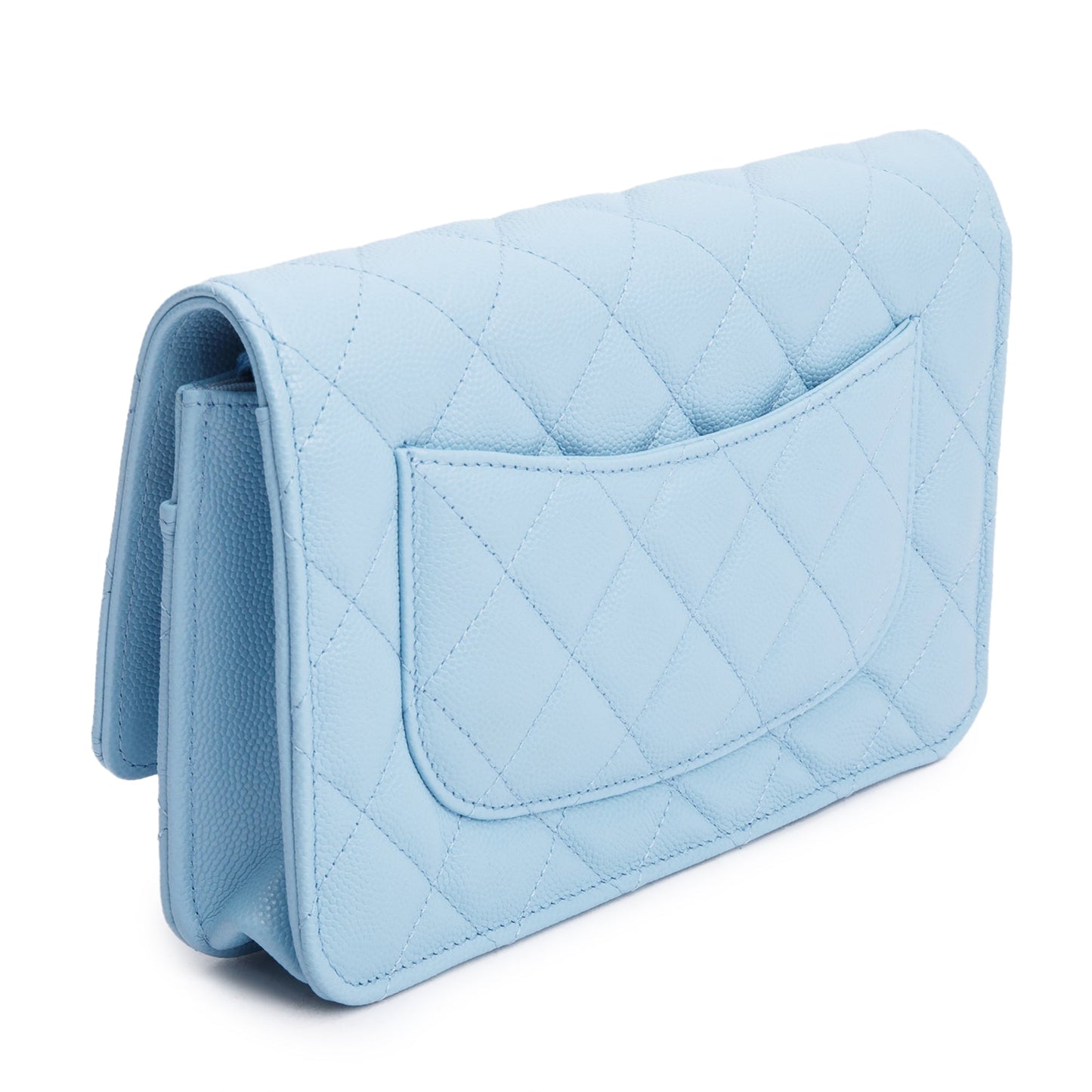 Chanel Turquoise Quilted Caviar Leather Classic Wallet on Chain