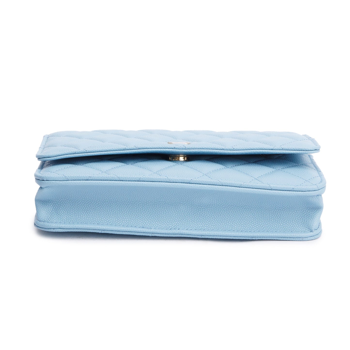 Chanel Turquoise Quilted Caviar Leather Classic Wallet on Chain