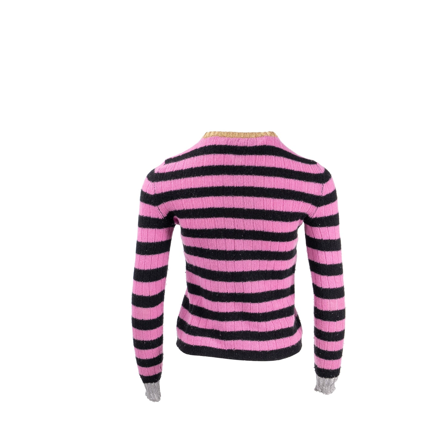 Gucci Size Cat Striped Sweater Cashmere/Wool Pink/Black/Multicolour