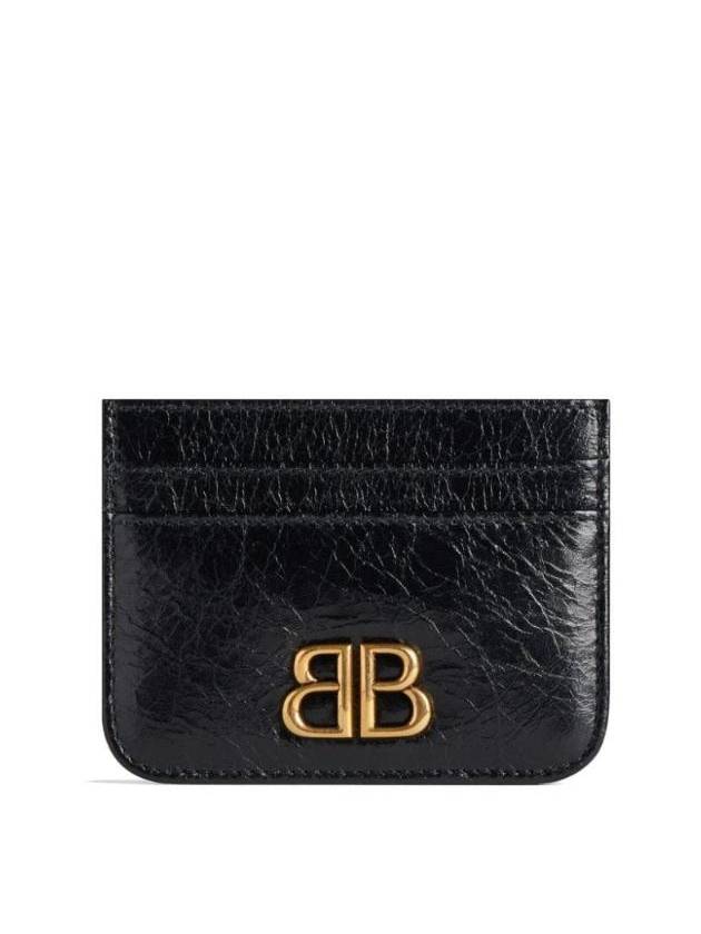 Luxury Balenciaga Trending 2025 Embellished Logo Leather Card Wallet Black
