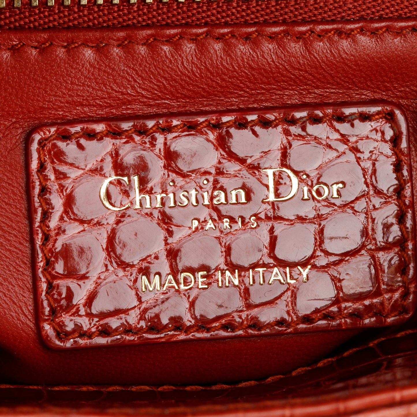 Christian Dior Red Crocodile Crystal Embellished Mini Lady Dior Bag
