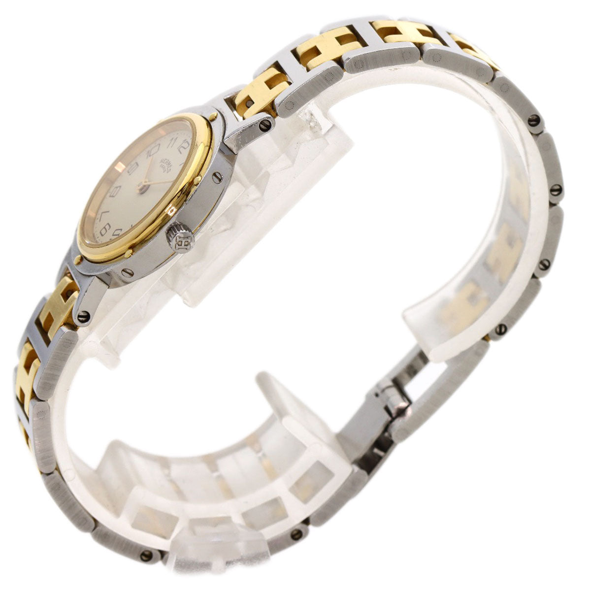 HERMES Watches Quartz Stainless Steel , SSxGP gold Clipper Old Belt Ivory dial Women