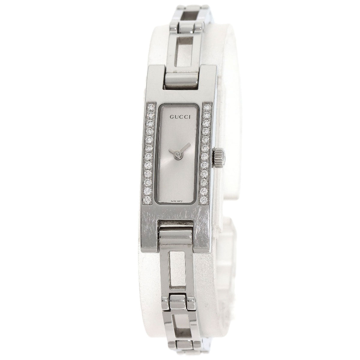 GUCCI Watches Quartz 3900L Stainless Steel , Stainless Steel Silver Diamond Bezel Silver dial Women