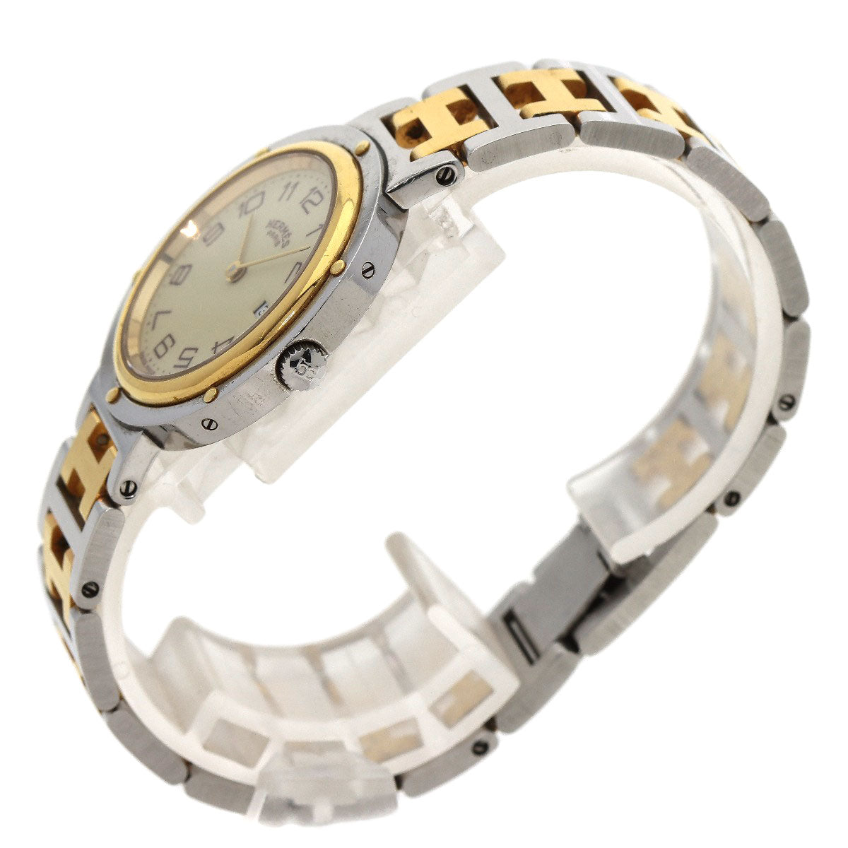 HERMES Watches Quartz Stainless Steel , SSxGP gold Clipper Ivory dial Women