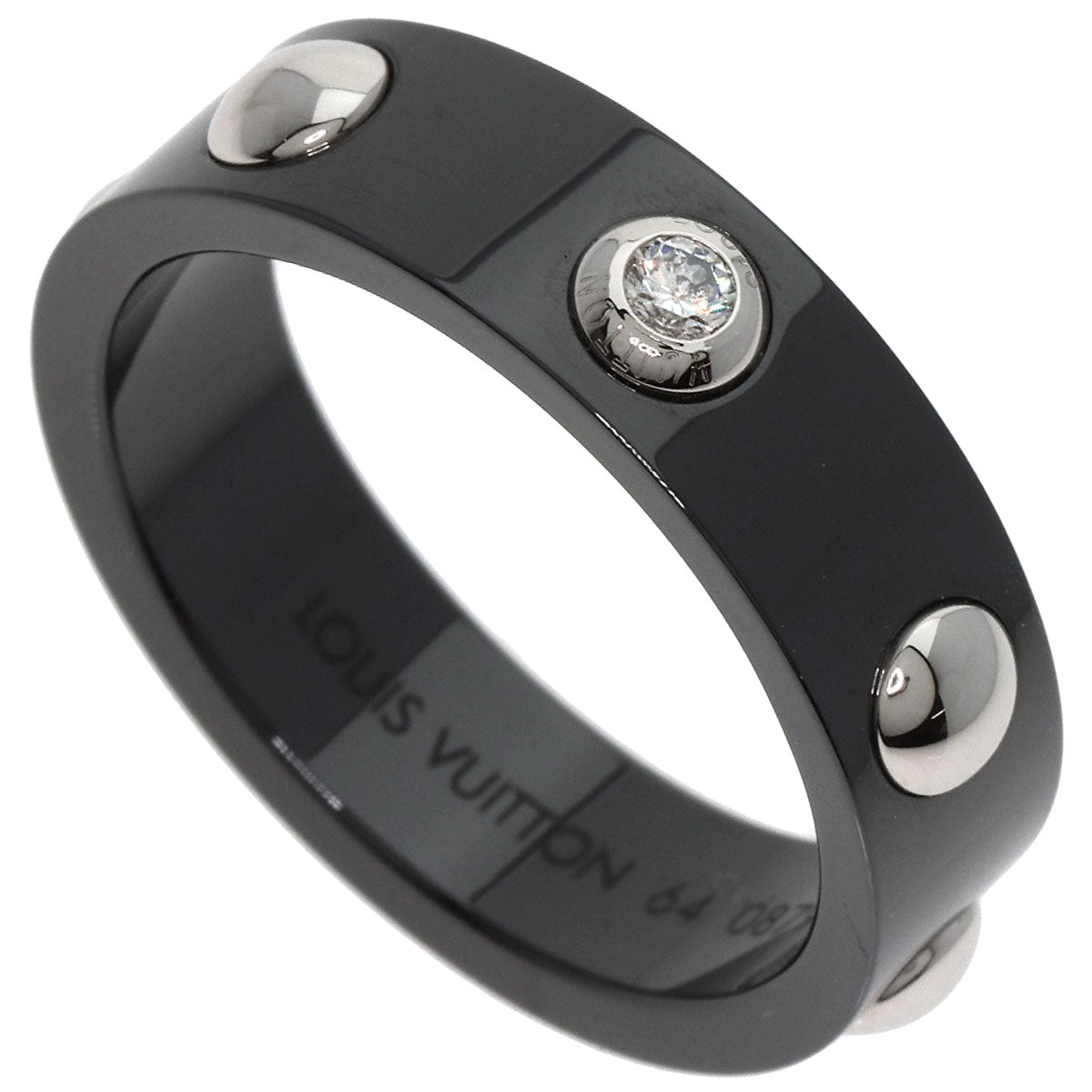 LOUIS VUITTON Ring Ceramic, PT900 black Petitberg Crew 1P Diamond #64 Women