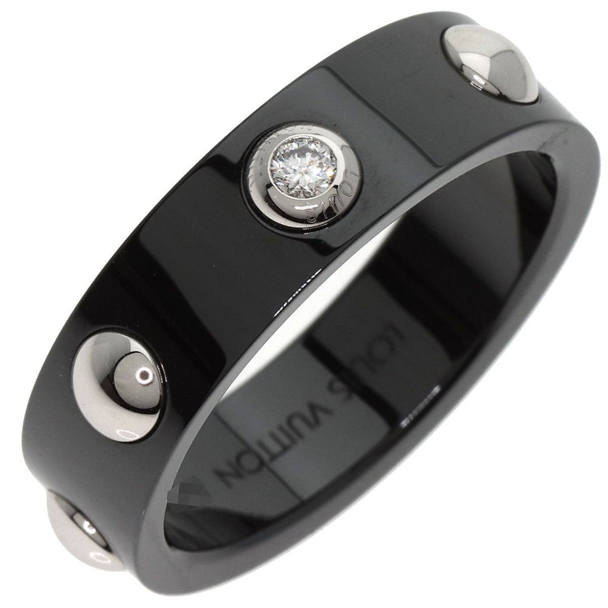 LOUIS VUITTON Ring Ceramic, PT900 black Petitberg Crew 1P Diamond #64 Women