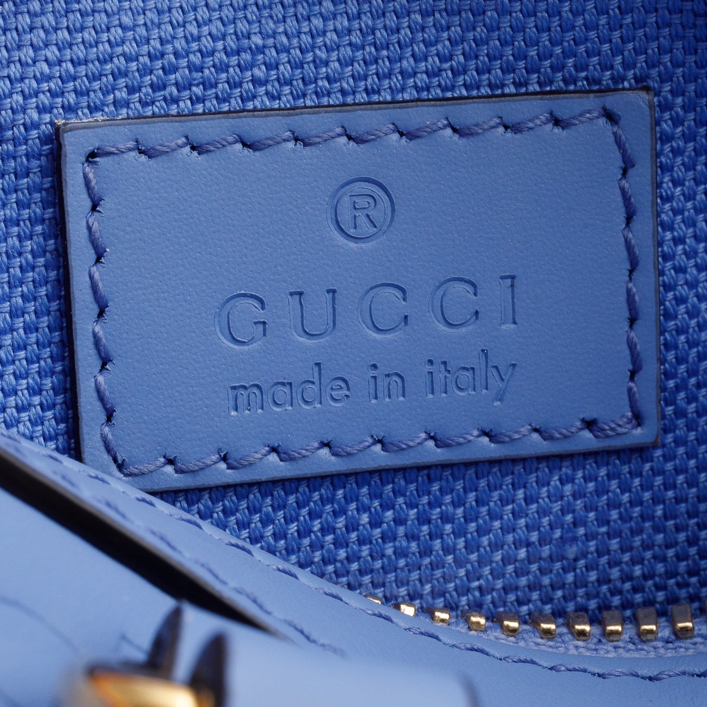 Gucci Blue Embossed GG Calfskin Leather Mini Boston Top Handle Bag