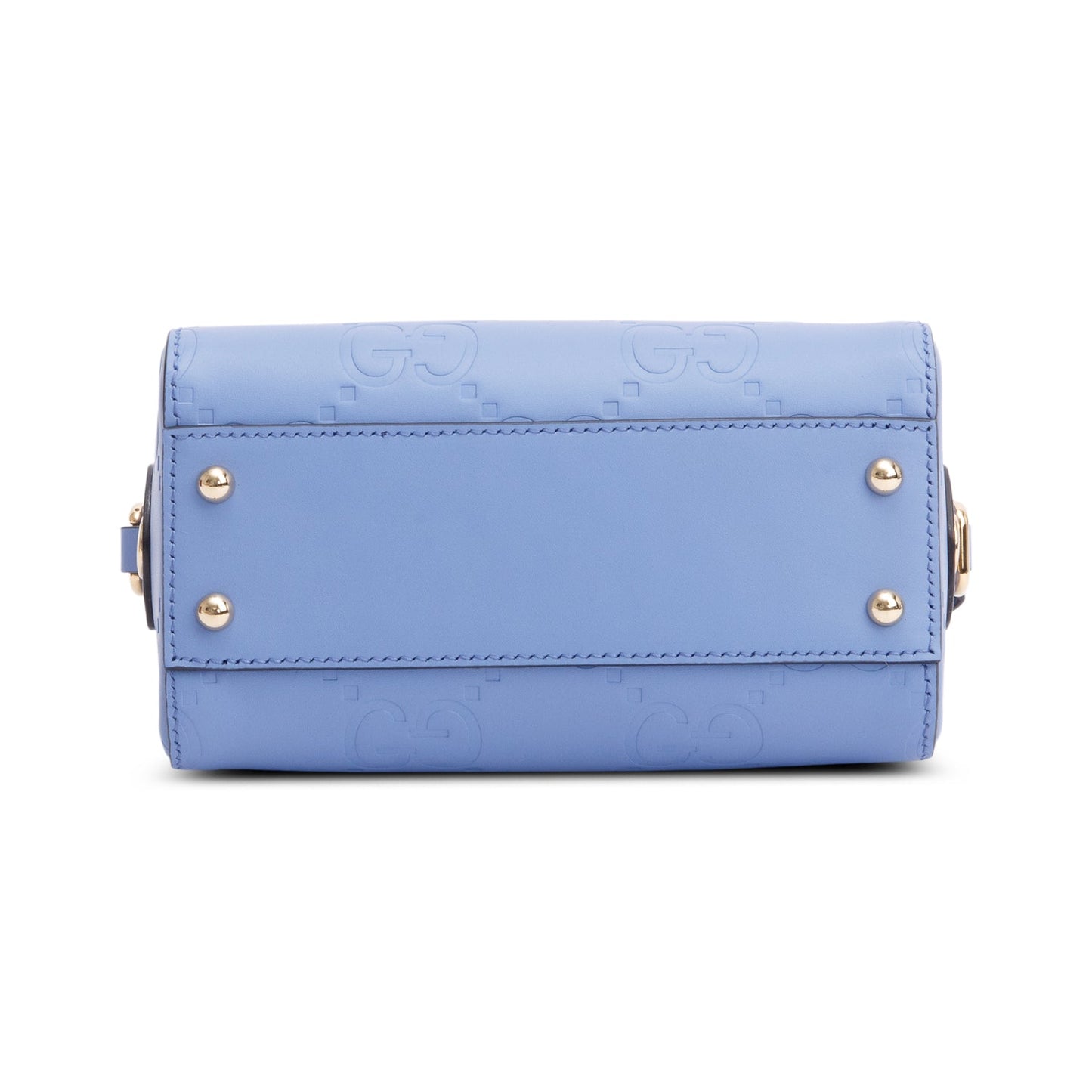 Gucci Blue Embossed GG Calfskin Leather Mini Boston Top Handle Bag