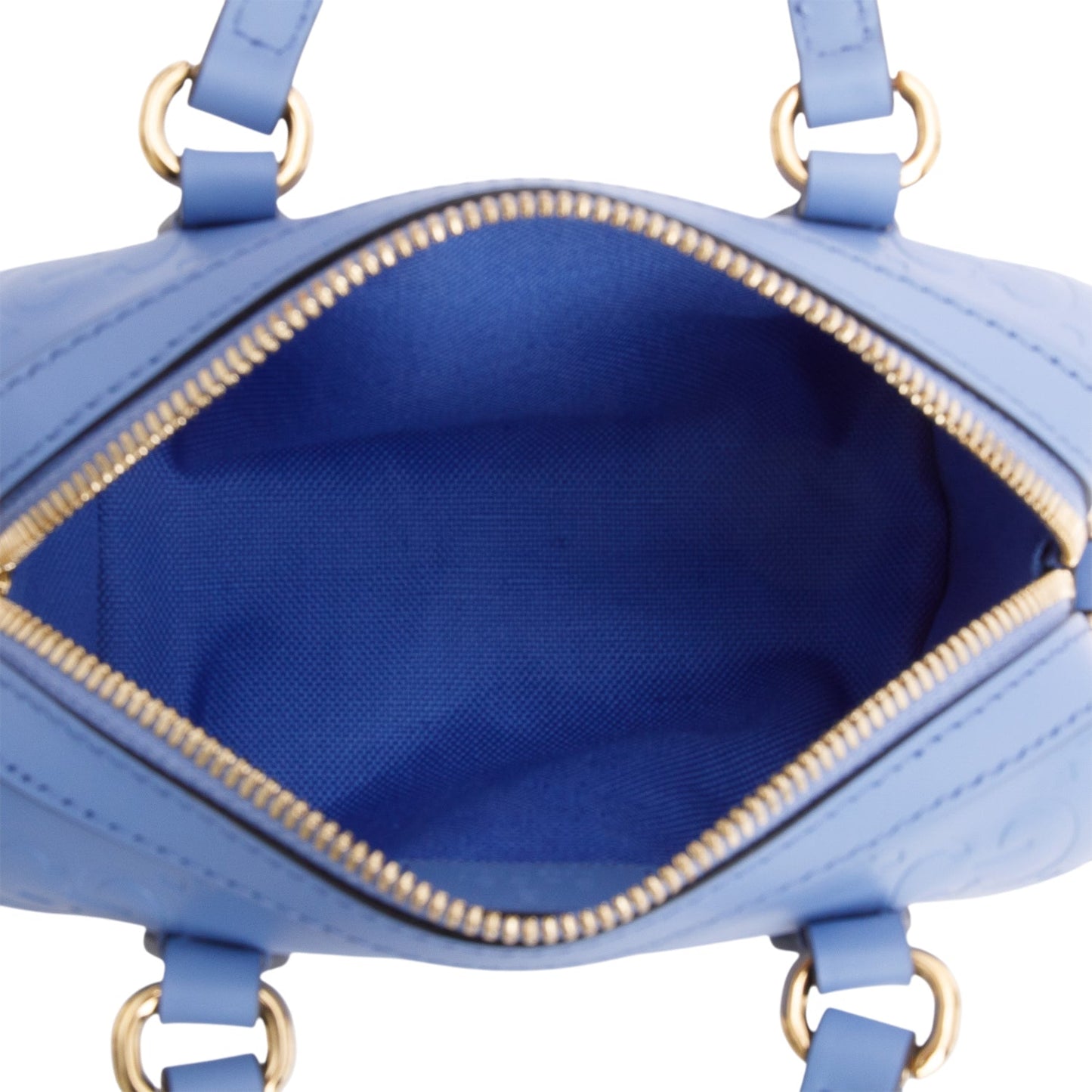 Gucci Blue Embossed GG Calfskin Leather Mini Boston Top Handle Bag