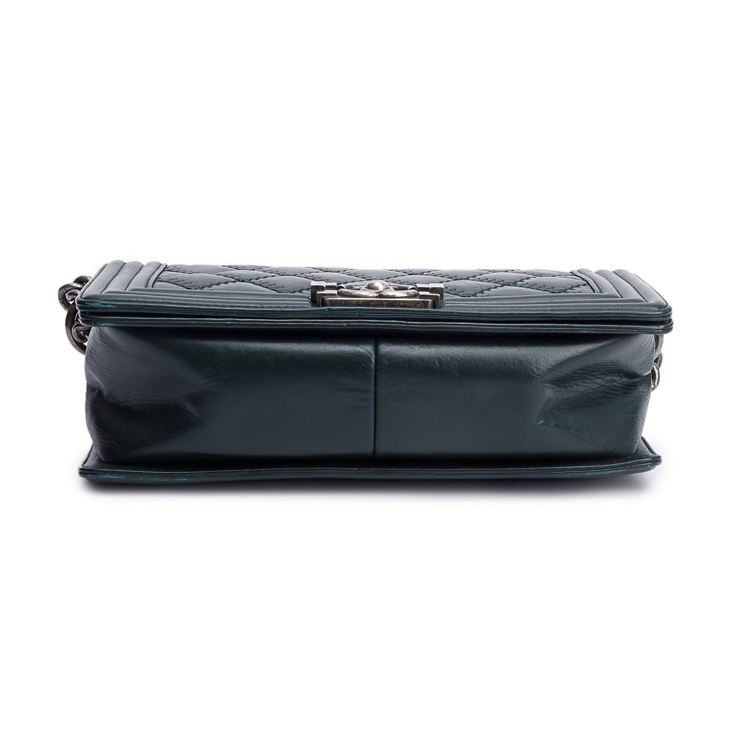 Chanel Green Calfskin Leather Wild Stitch Medium Boy Bag