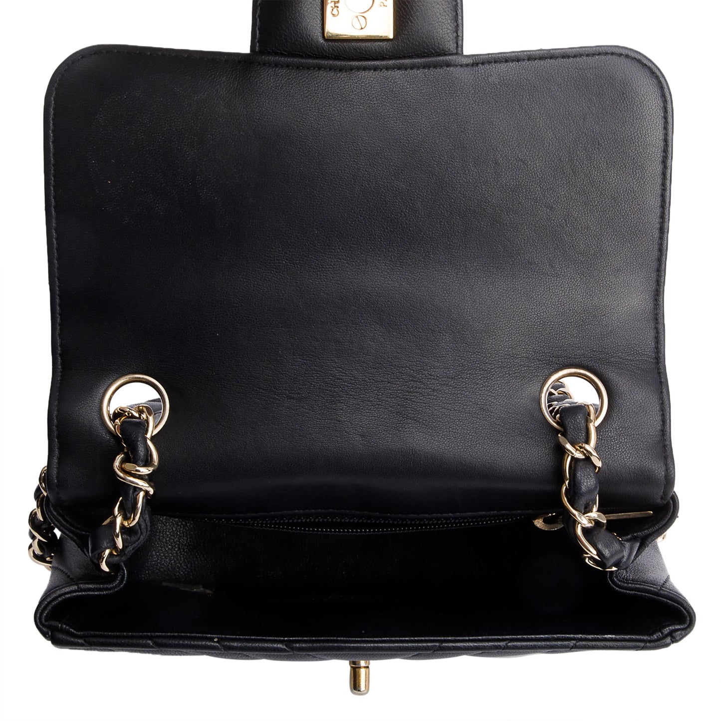 Chanel Black Chevron Quilted Lambskin Leather Classic Square Mini Flap Bag