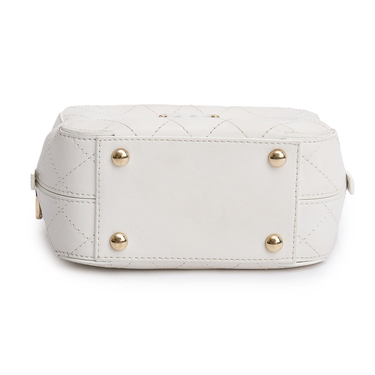 Chanel White Calfskin Leather Stitched Enamel CC Camera Bag