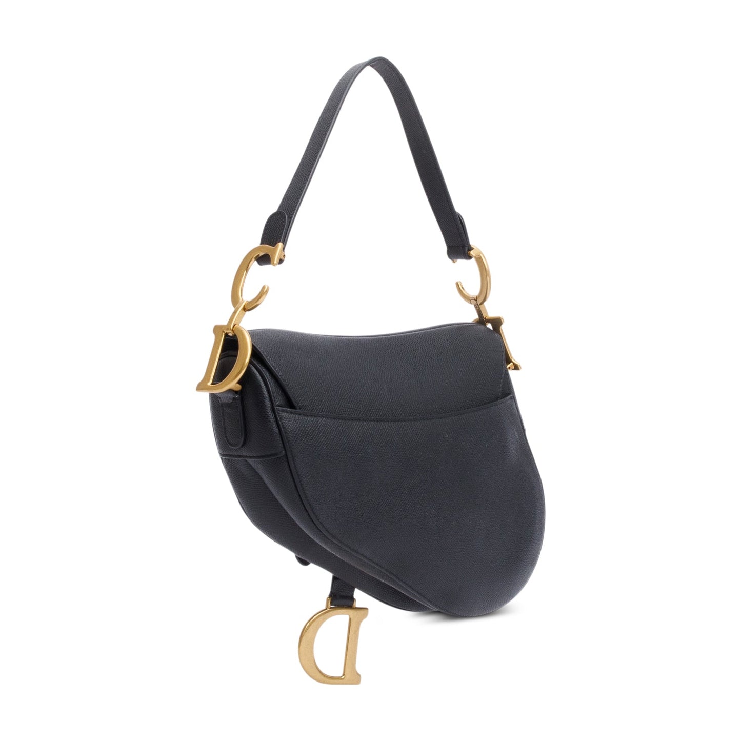 Christian Dior 2020 Black Grained Calfskin Leather Saddle Bag