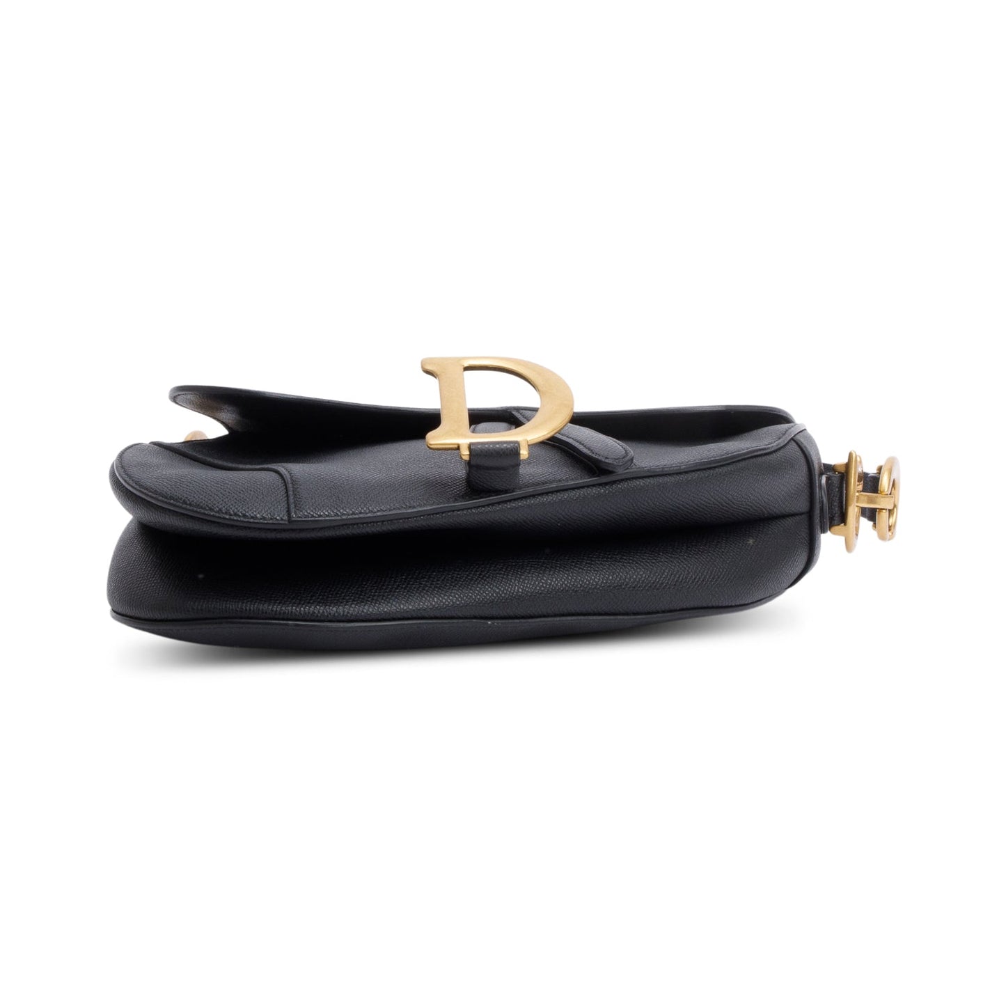 Christian Dior 2020 Black Grained Calfskin Leather Saddle Bag