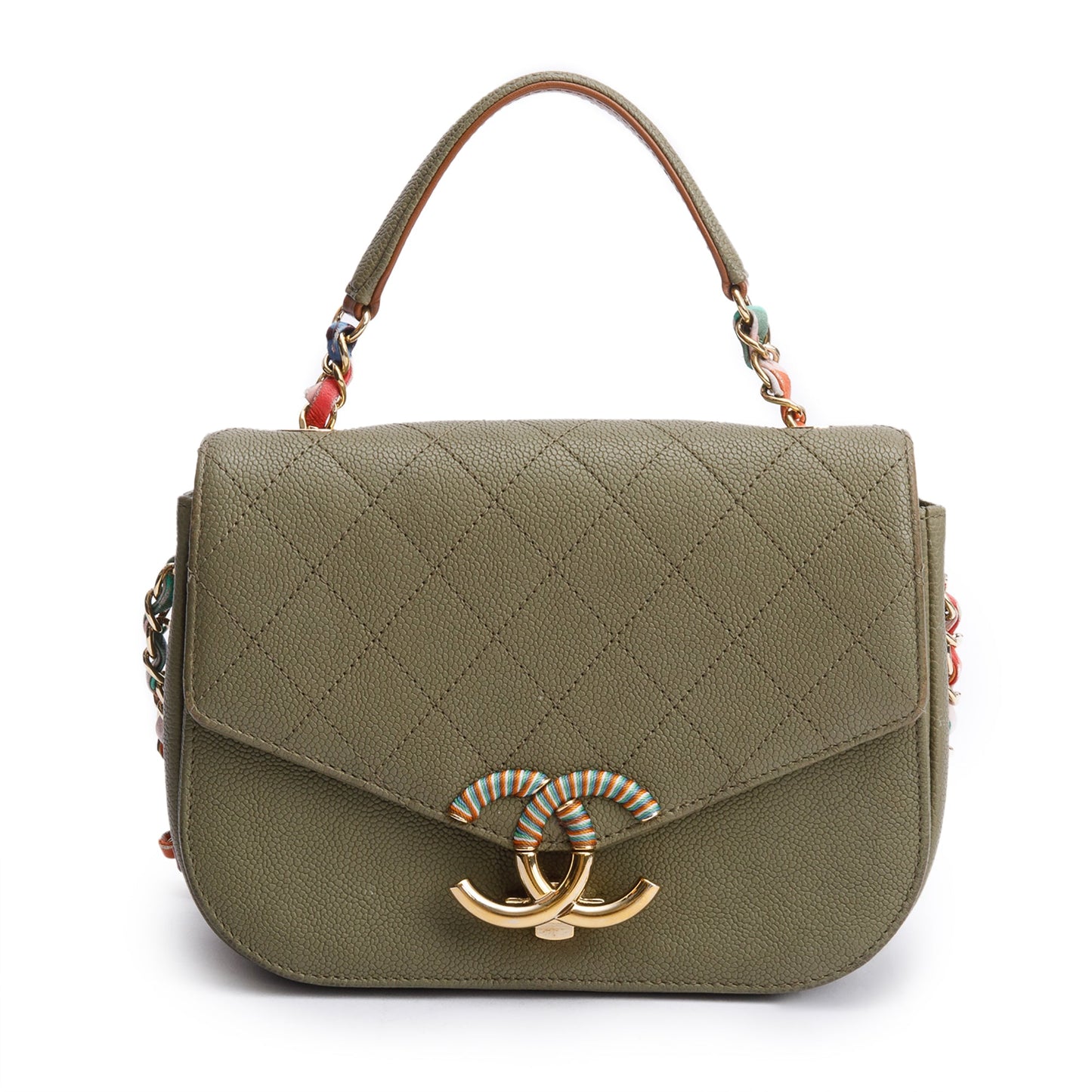 Chanel Green Caviar Paris-Cuba Thread Around Flap Bag