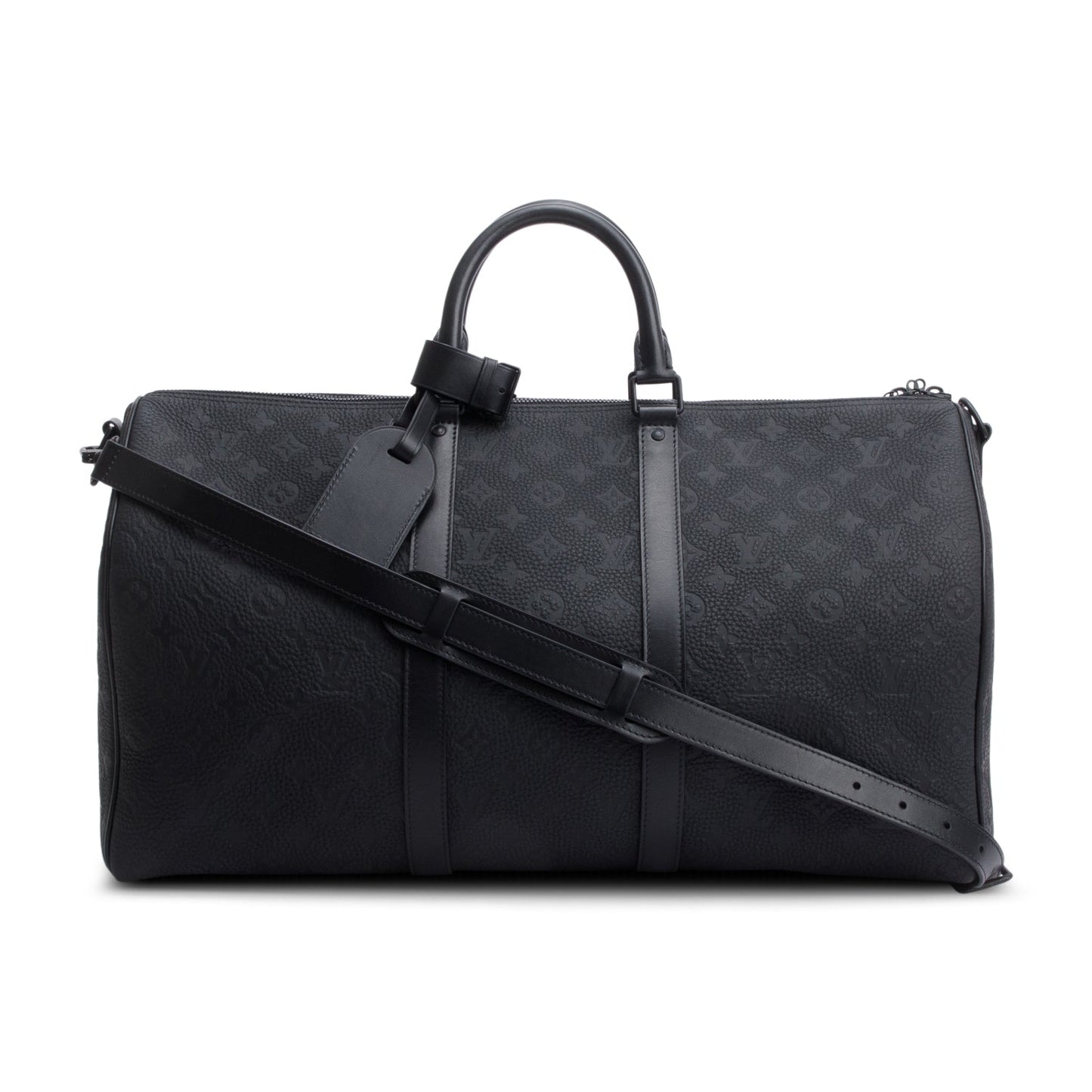 Louis Vuitton Black Monogram Taurillon Embossed Leather Keepall Bandouliere 50