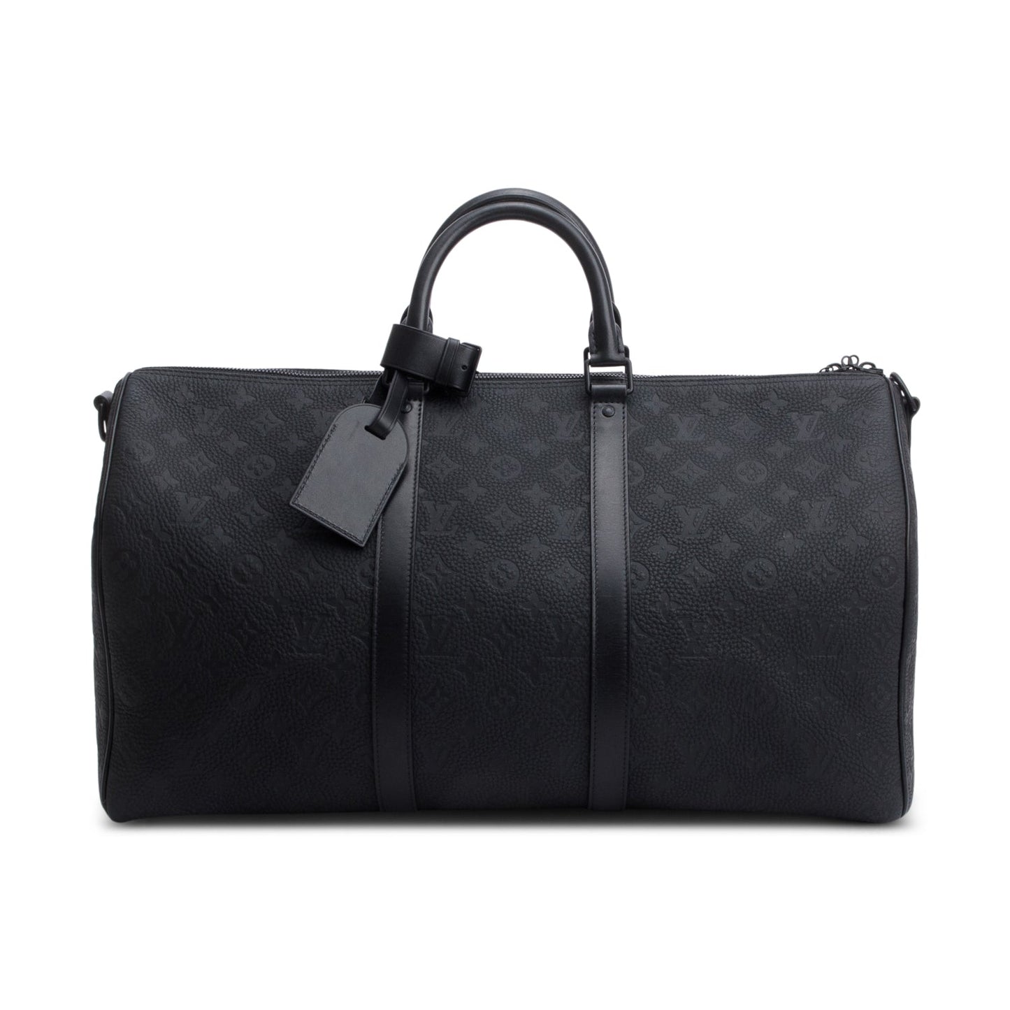 Louis Vuitton Black Monogram Taurillon Embossed Leather Keepall Bandouliere 50