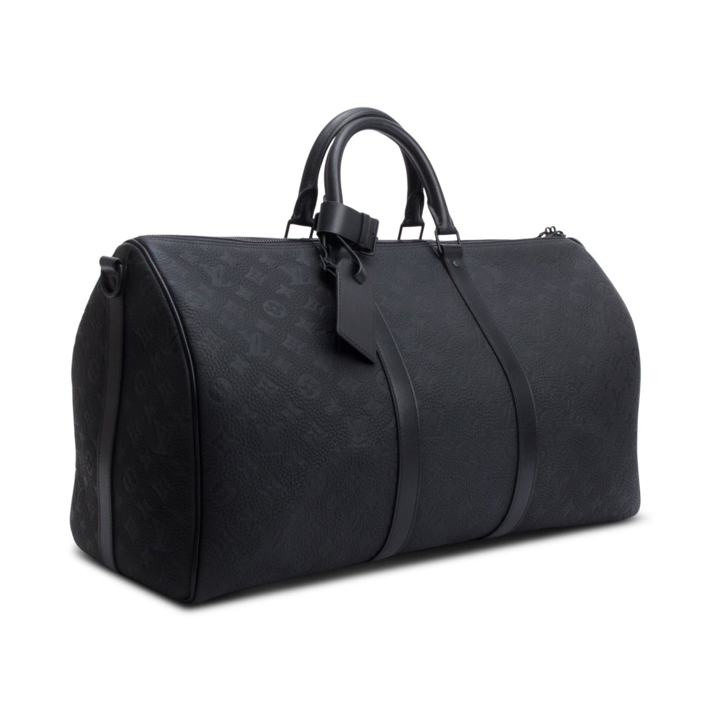 Louis Vuitton Black Monogram Taurillon Embossed Leather Keepall Bandouliere 50
