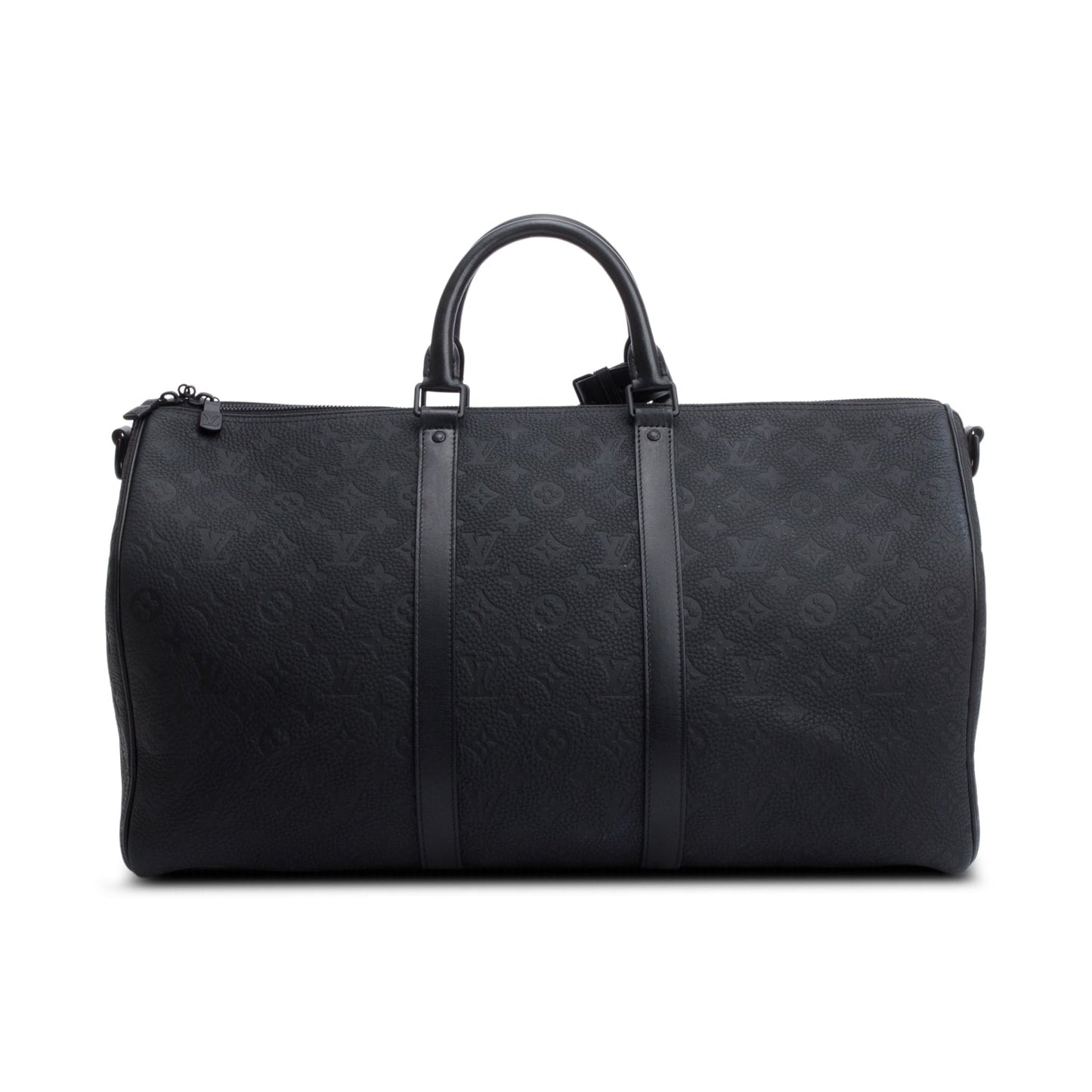Louis Vuitton Black Monogram Taurillon Embossed Leather Keepall Bandouliere 50