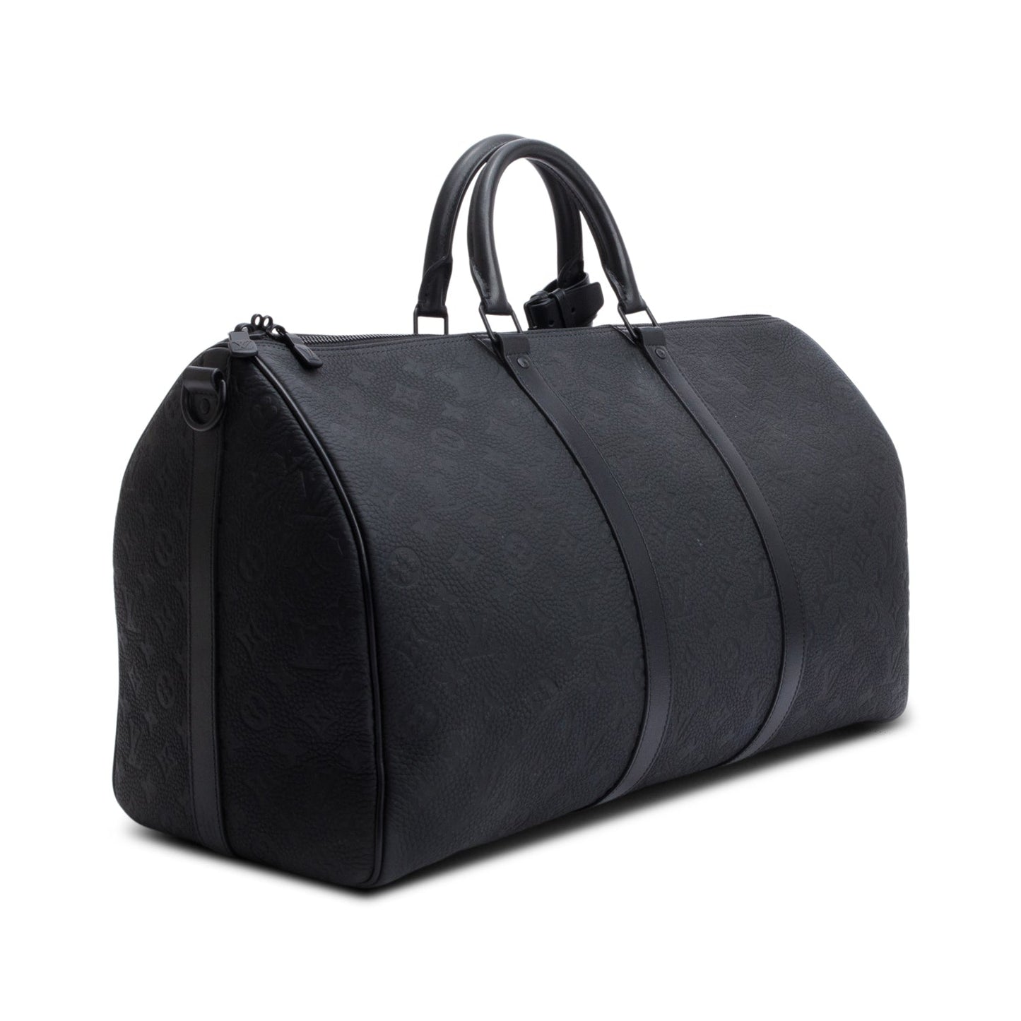Louis Vuitton Black Monogram Taurillon Embossed Leather Keepall Bandouliere 50