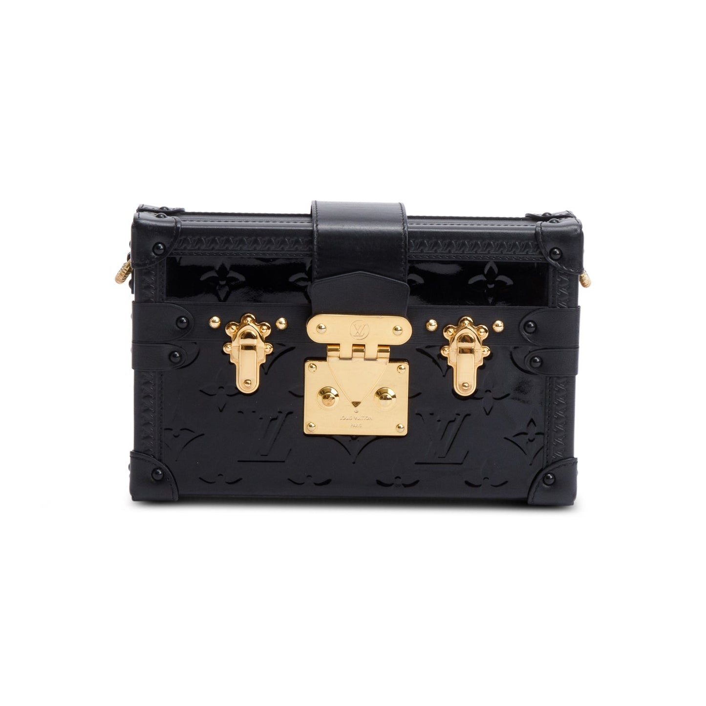 Louis Vuitton Black Monogram Vernis Petite Malle Bag