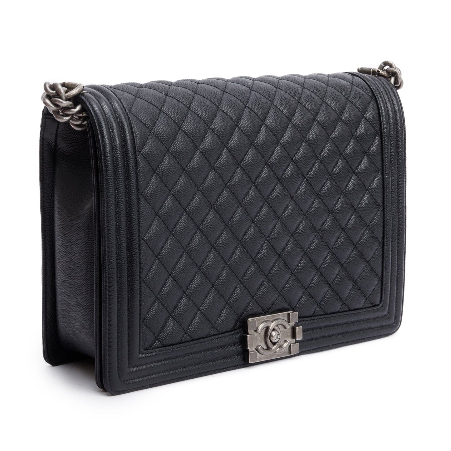 Chanel Black Quilted Caviar Leather XL Boy Bag