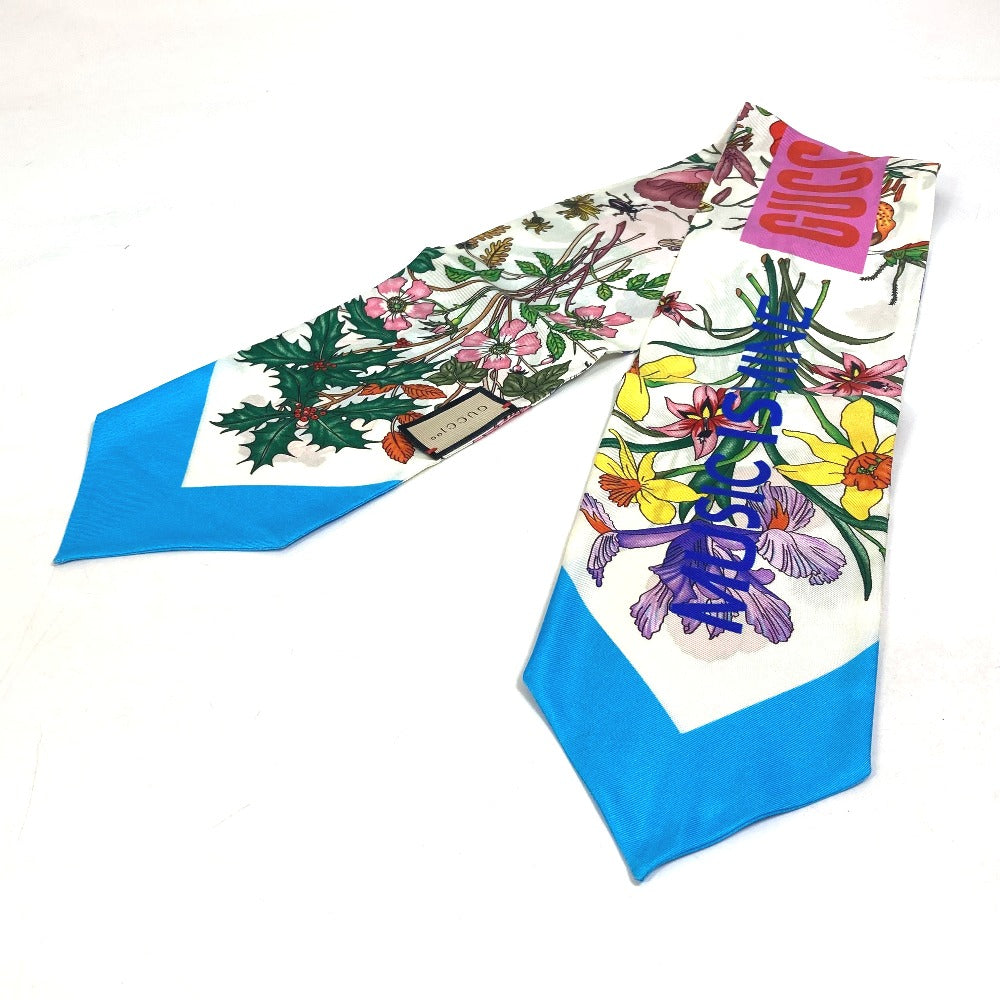 GUCCI scarf 678992 silk multicolor 100th anniversary flora floral pattern Neck bow Women
