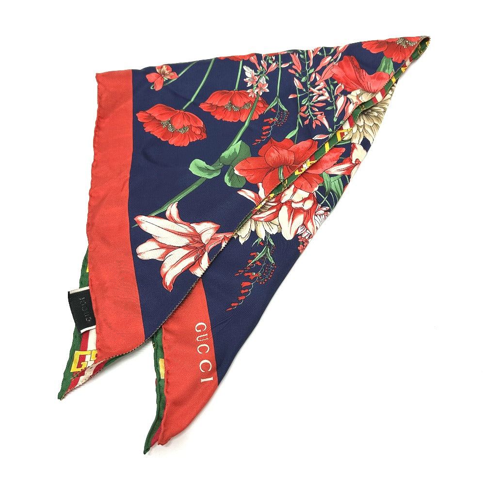 GUCCI scarf silk multicolor All-over floral pattern