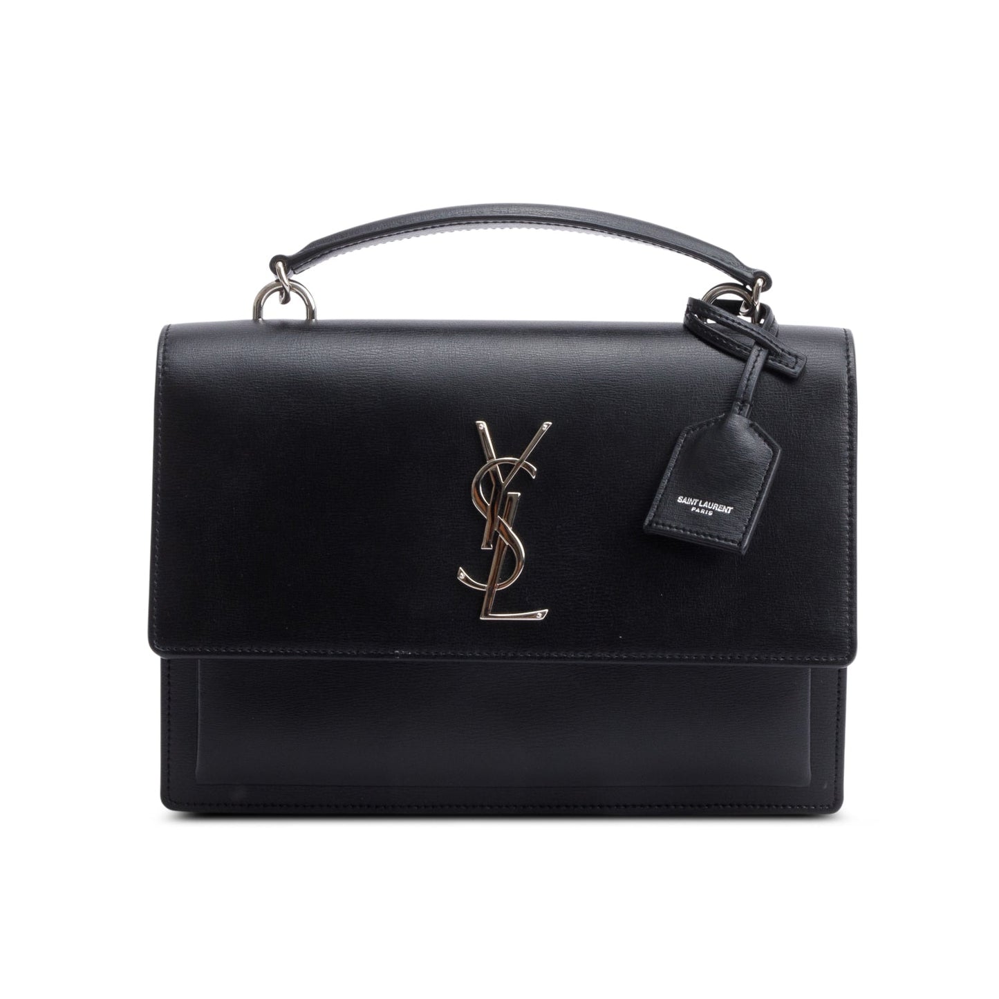 Saint Laurent Black Leather Sunset Top Handle Bag