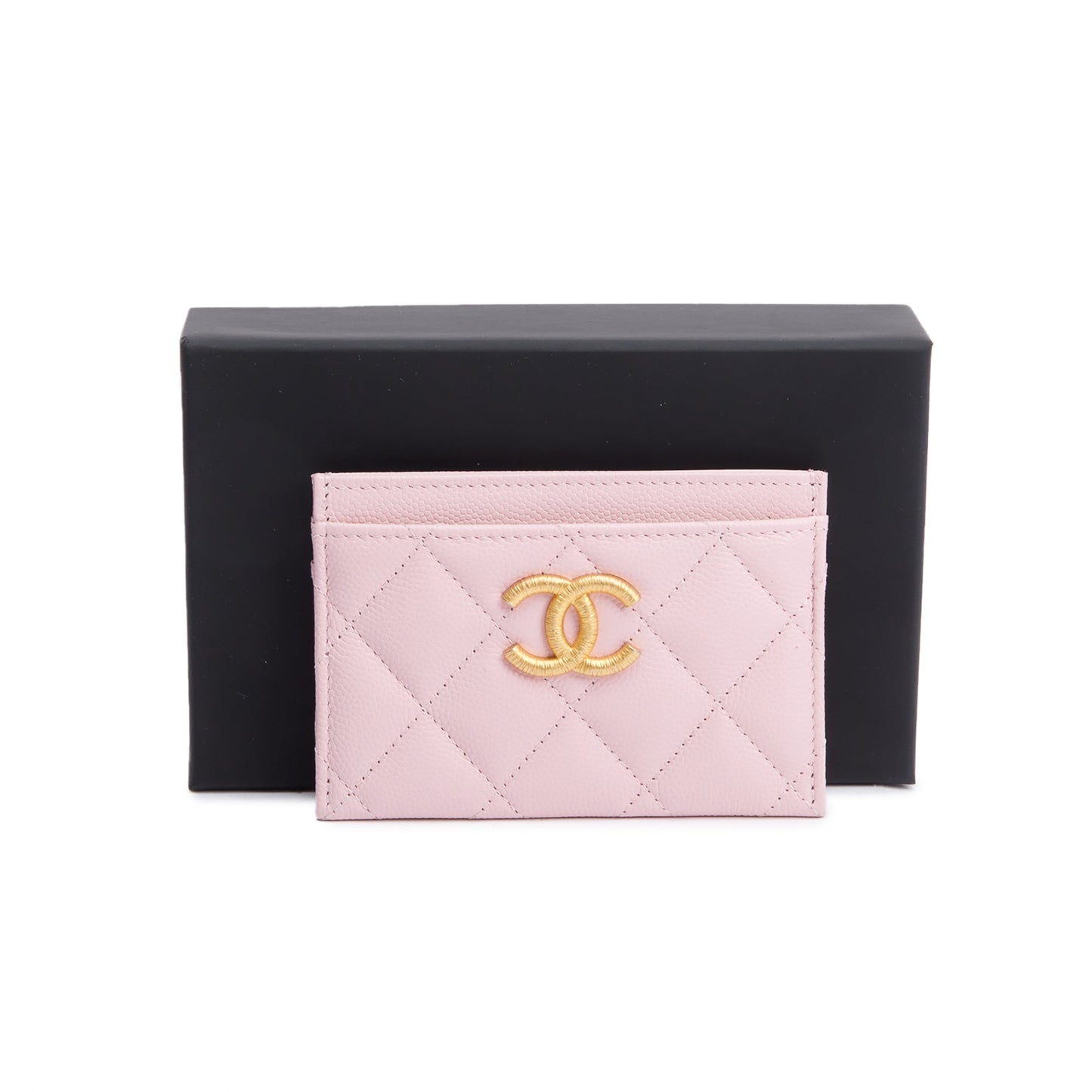 Chanel Pink Quilted Caviar Leather Card Holder