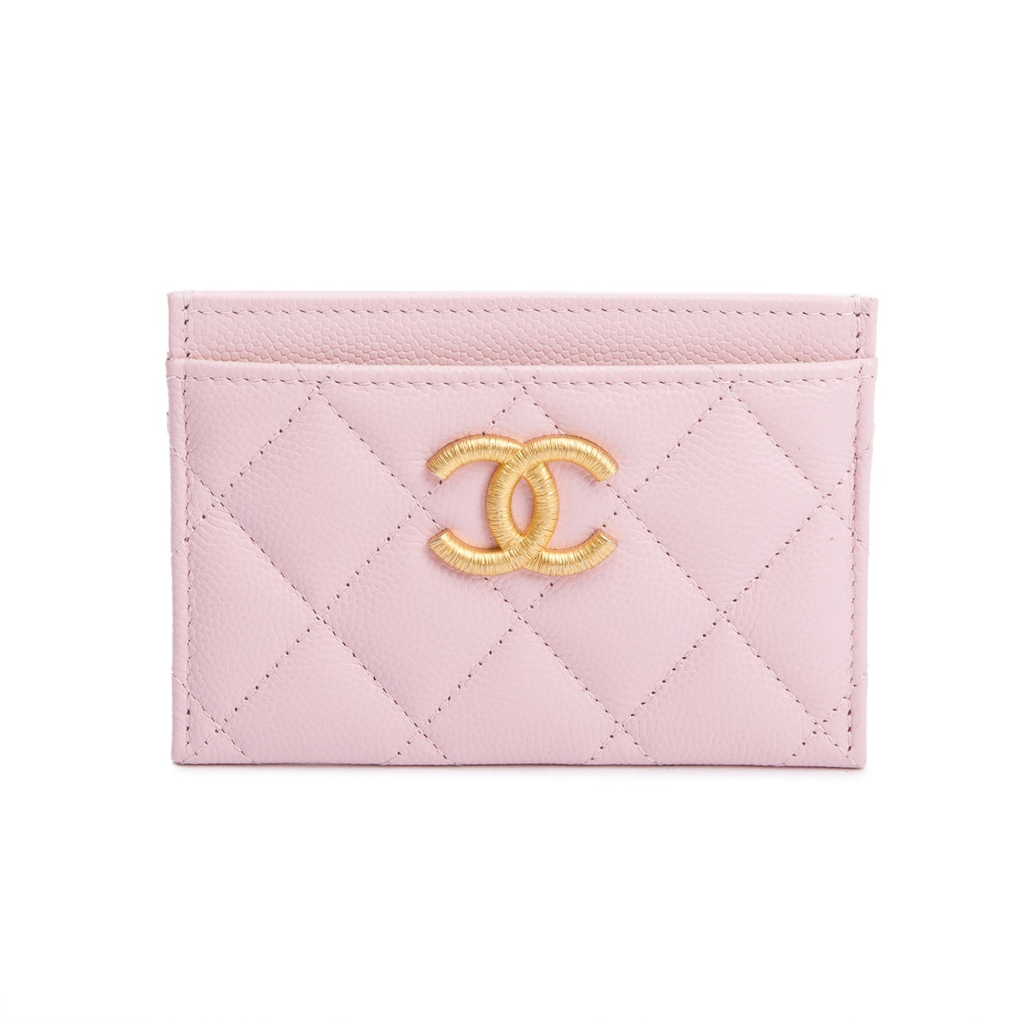 Chanel Pink Quilted Caviar Leather Card Holder
