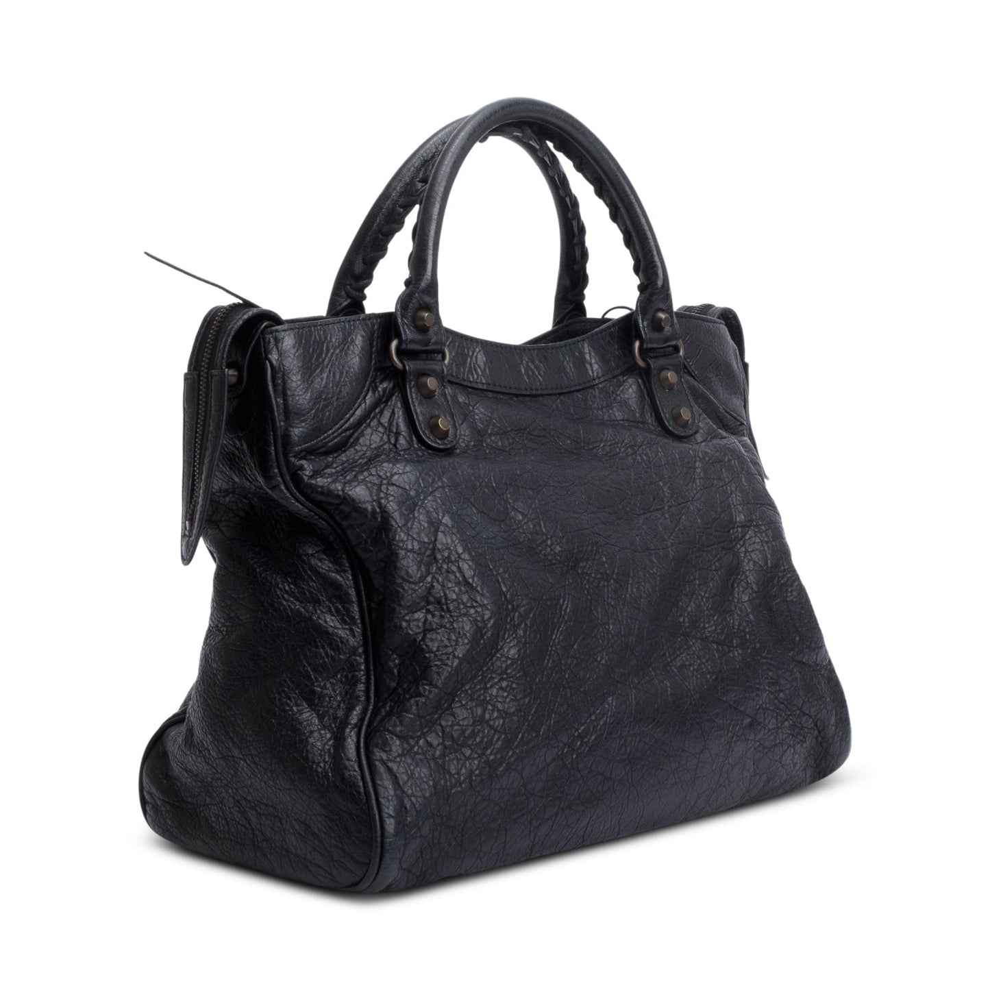 Balenciaga Black Agneu Leather Motocross Classic City Velo Bag