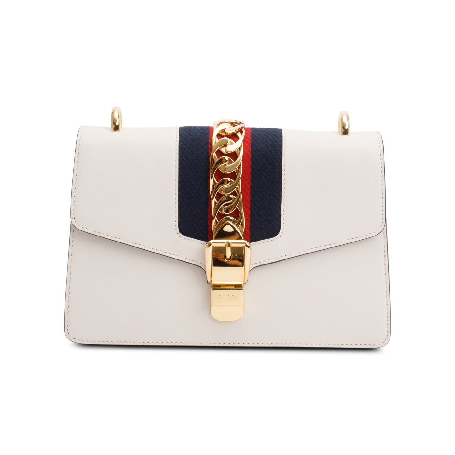 Gucci White Calfskin Leather Small Sylvie Handle Bag
