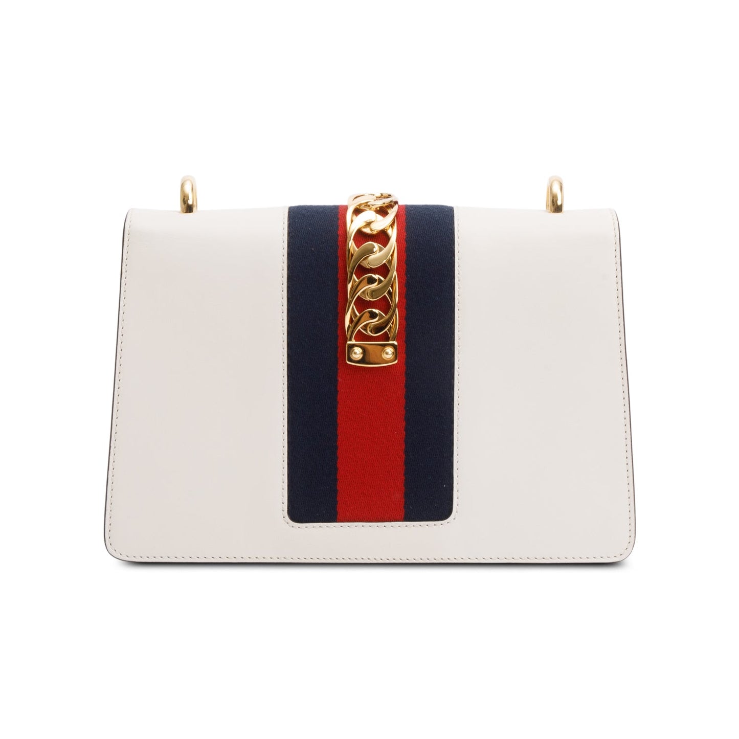 Gucci White Calfskin Leather Small Sylvie Handle Bag