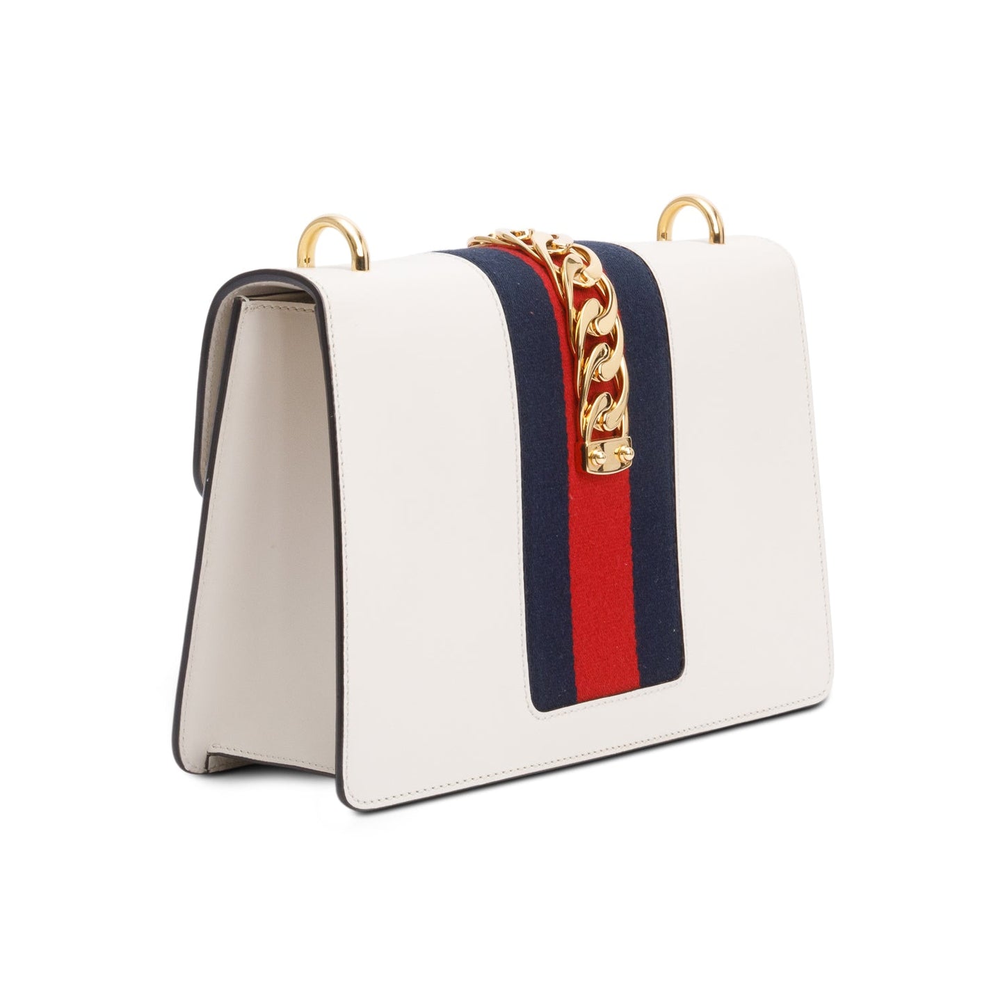 Gucci White Calfskin Leather Small Sylvie Handle Bag