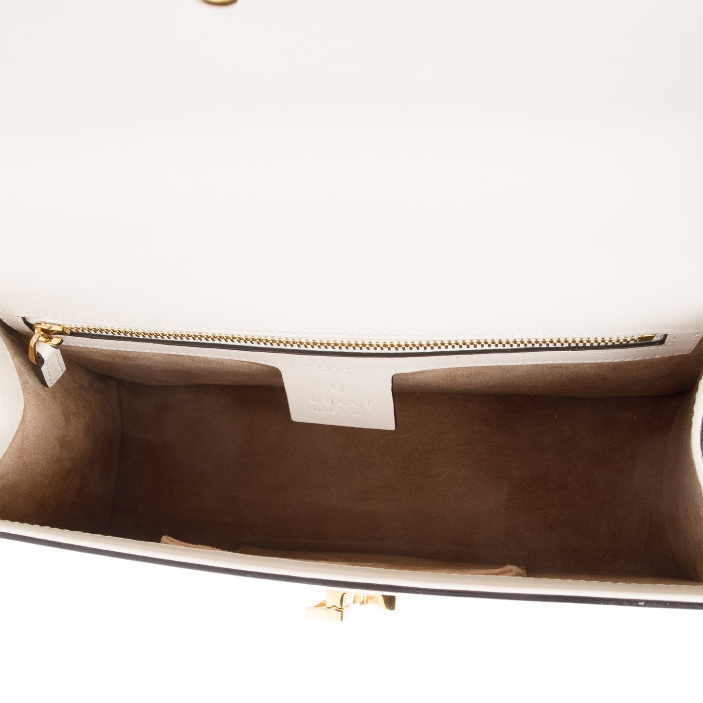 Gucci White Calfskin Leather Small Sylvie Handle Bag
