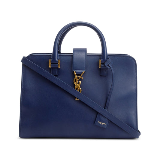 Saint Laurent Blue Leather Medium Chyc Cabas Tote Bag