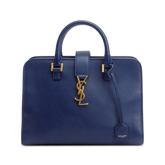 Saint Laurent Blue Leather Medium Chyc Cabas Tote Bag