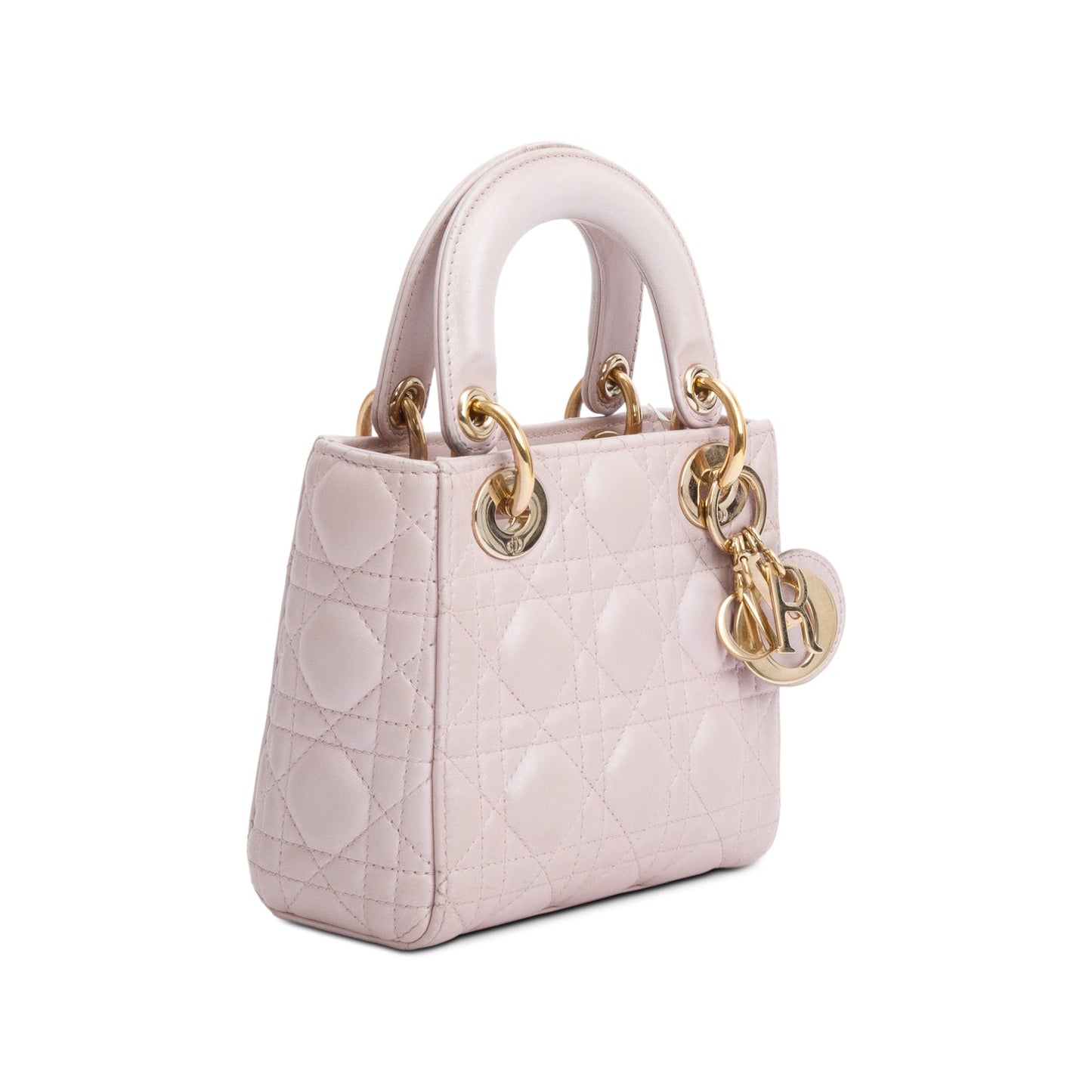Christian Dior 2020 Pink Cannage Leather Mini Lady Dior Bag