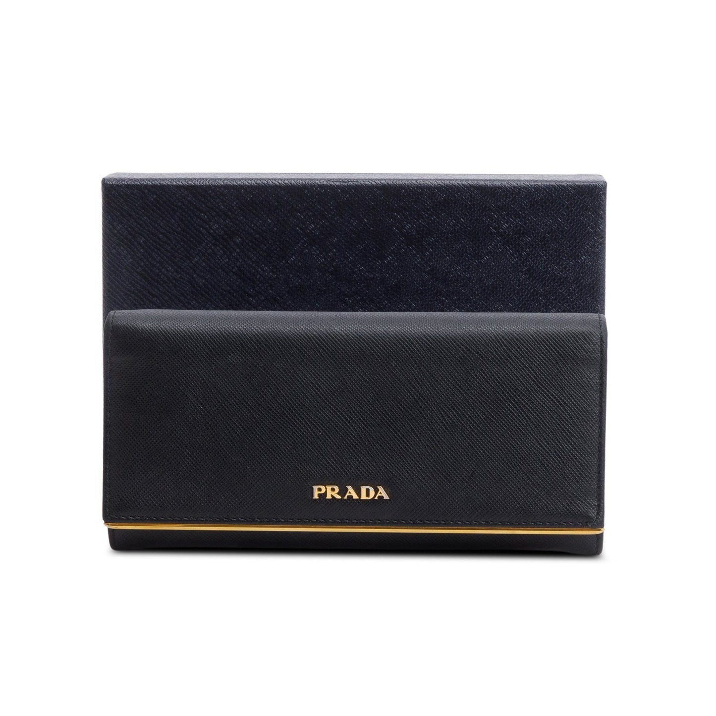 Prada Black Saffiano Metal Continental Wallet