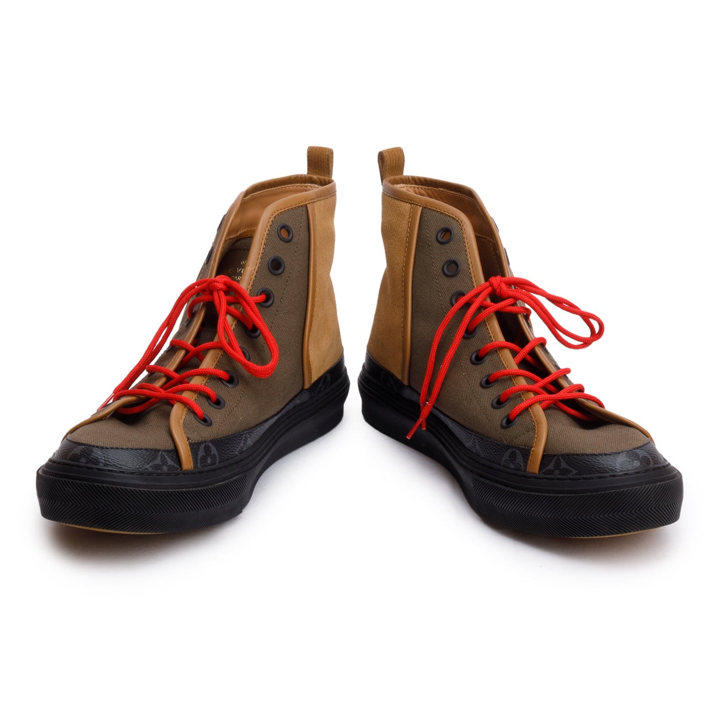 Louis Vuitton Bworn Suede/Fabric Monogram Eclipse Yellow Stone High-Top Sneakers, Size 9