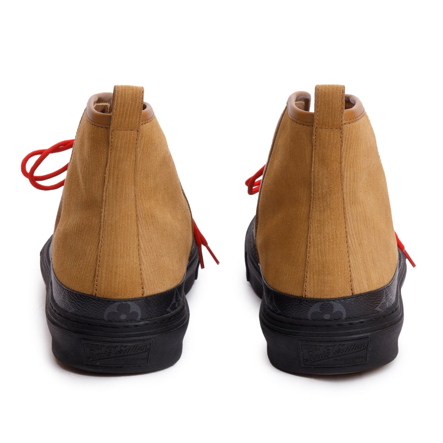 Louis Vuitton Bworn Suede/Fabric Monogram Eclipse Yellow Stone High-Top Sneakers, Size 9