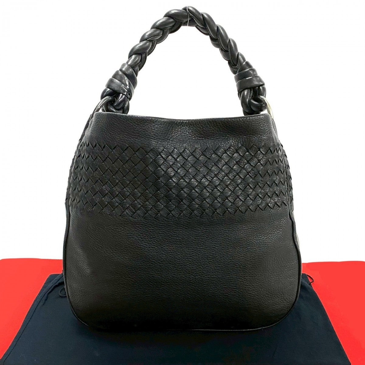 BOTTEGAVENETA Handbag leather black INTRECCIATO Women
