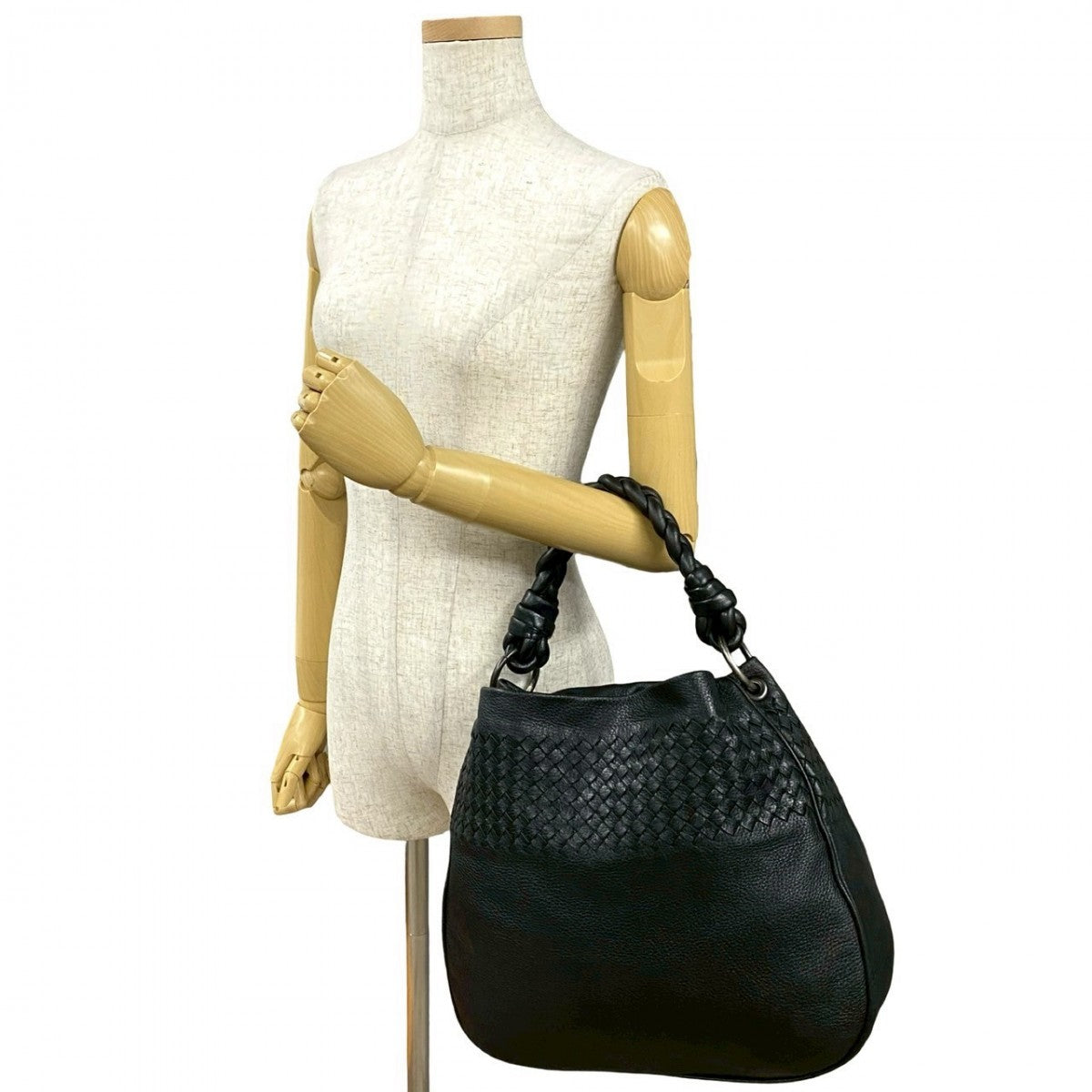 BOTTEGAVENETA Handbag leather black INTRECCIATO Women