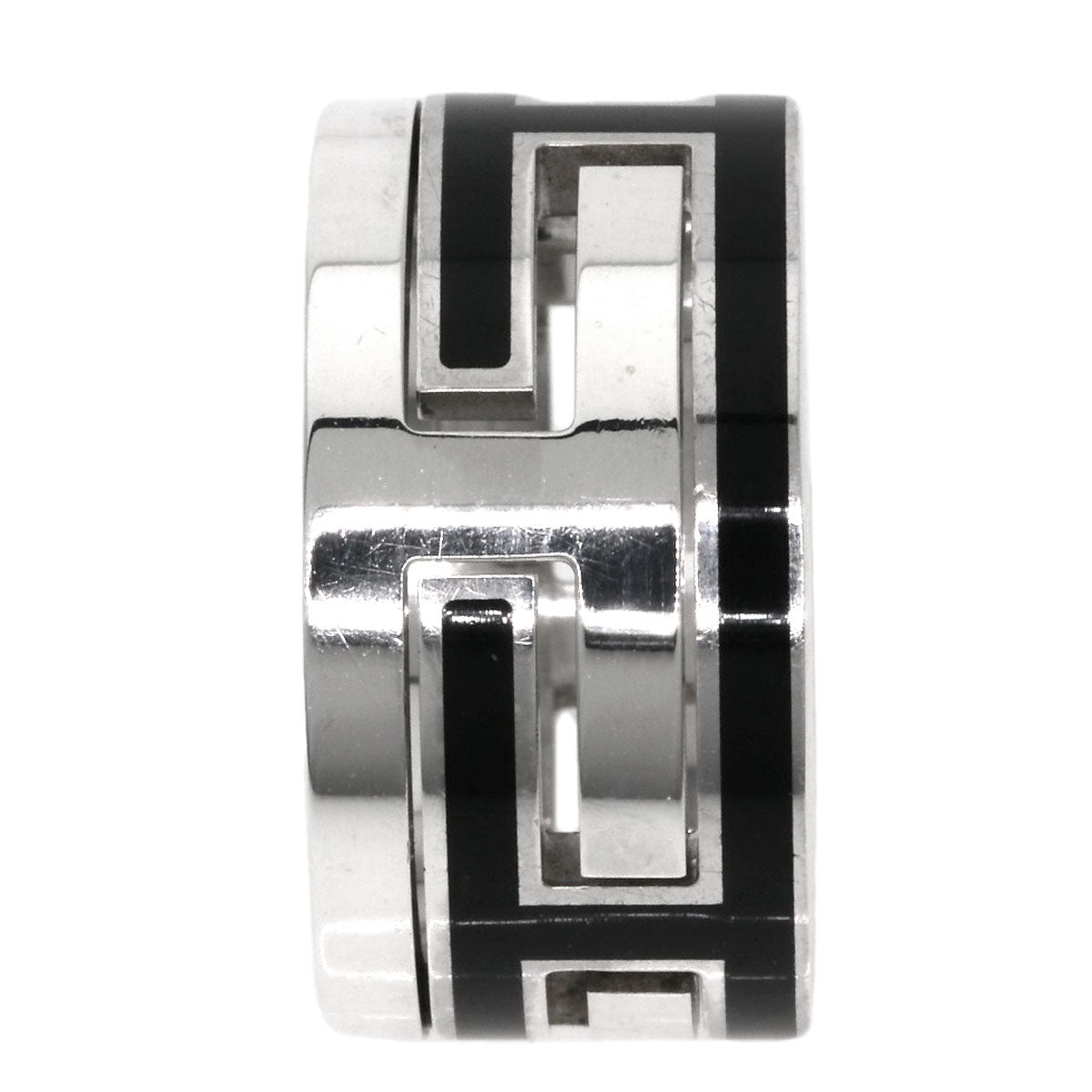 HERMES Ring SV Silver Move Ash Enamel #49 Women