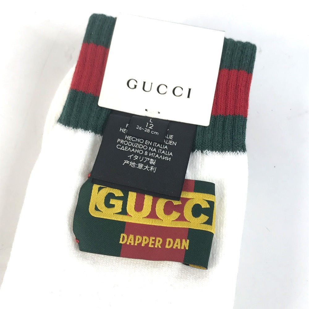 GUCCI socks 537821 Cotton, Nylon white Dapper Dan collaboration logo Sherry Line mens L 26-28cm