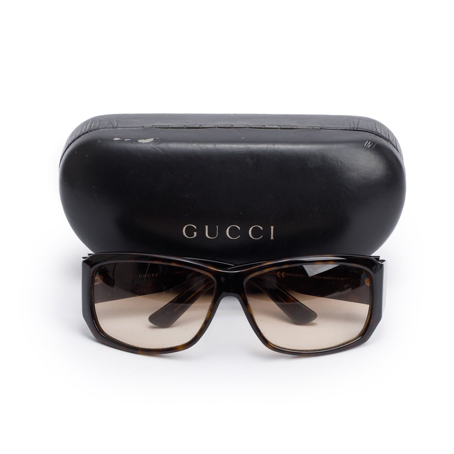 Gucci GG2592/S Havana Acetate Interlocking G Logo Rectangle Sunglasses