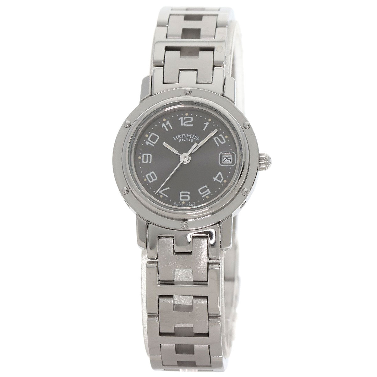 HERMES Watches Quartz CL4.210 Stainless Steel , Stainless Steel Silver Clipper gray dial Women